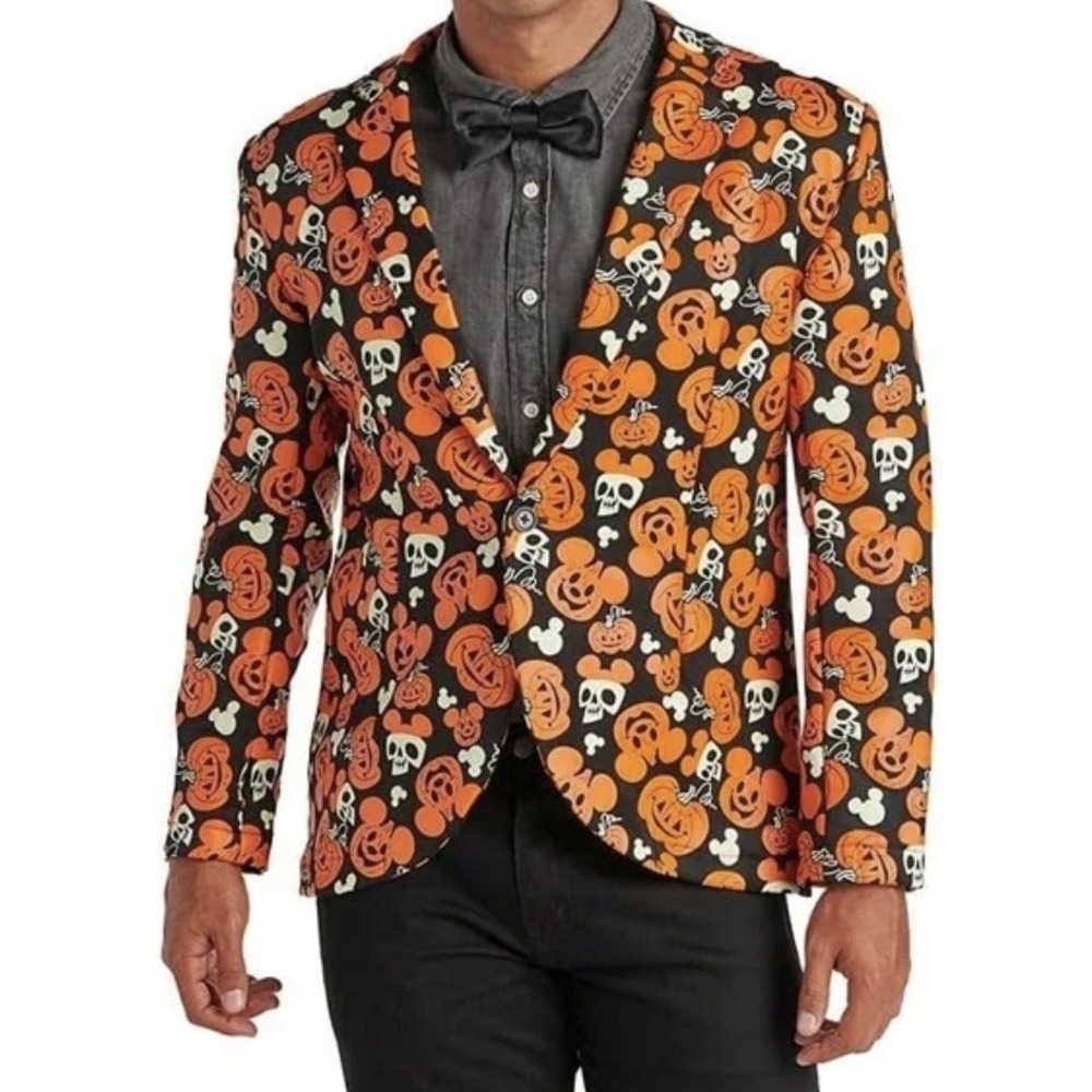 Disney Parks‎ Men's S Glow in the Dark Halloween Pumpkin Mickey Blazer Jacket